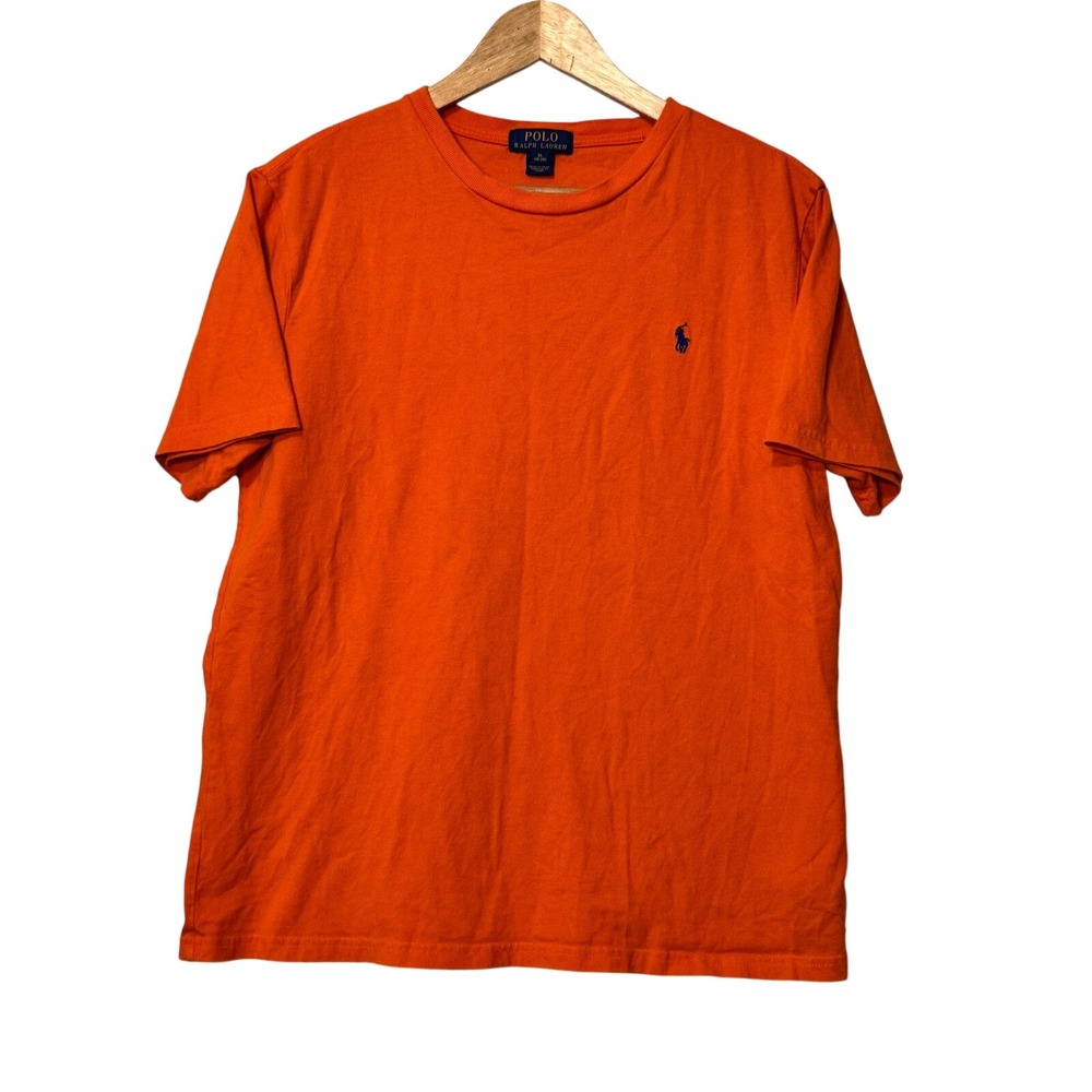 Polo Ralph Lauren Orange Crew Neck T Shirt‎ Big Pony Logo Size XL 18 20